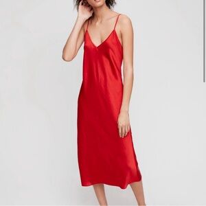 Aritzia wilfrid only slip midi red dress